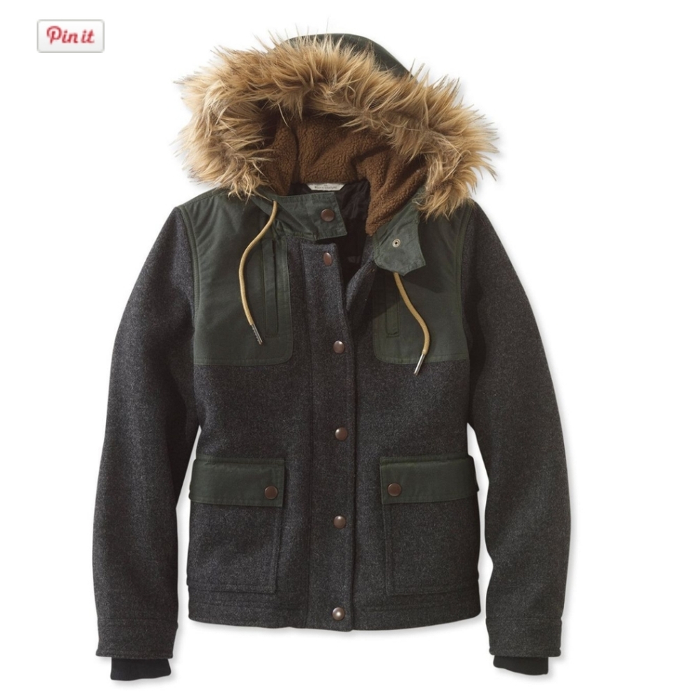 LL Bean Signature Waxed Cotton Wool Jacket